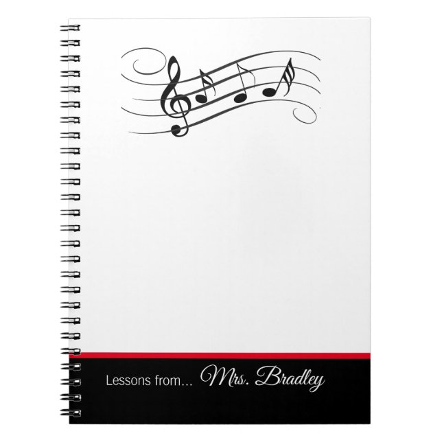 Caderno Espiral Notepad de Funcionarios de Música e Notas, Profess (Frente)
