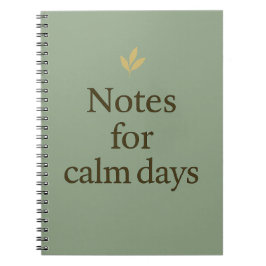 Caderno Espiral Notes for Calm Days – Minimalist Green Notebook
