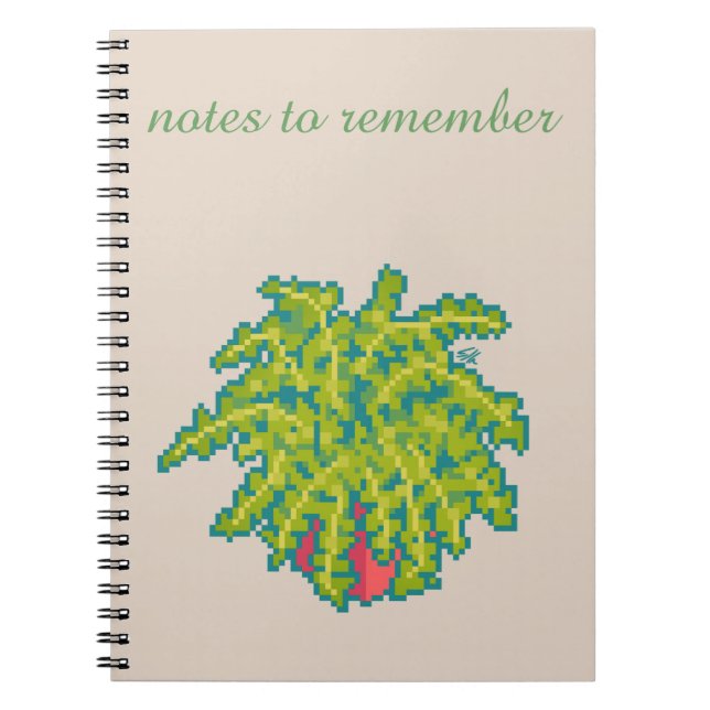 Caderno Espiral Notes to remember, Fern, varen, pixel art (Frente)