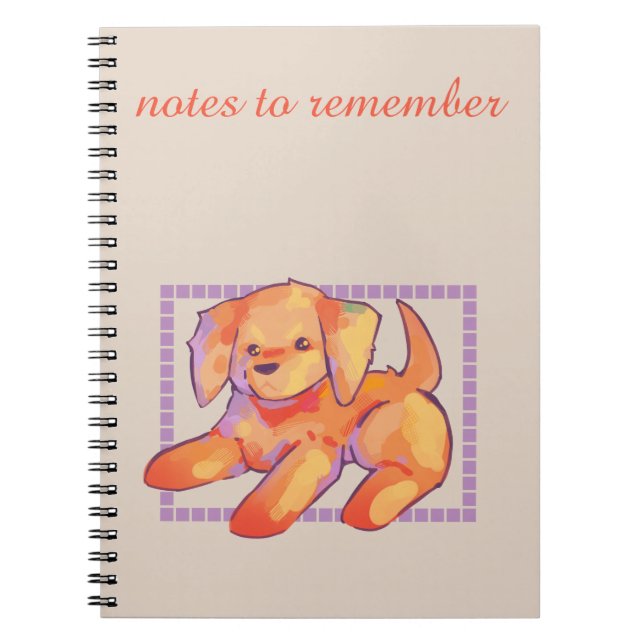 Caderno Espiral Notes to remember, golden retriever puppy  (Frente)
