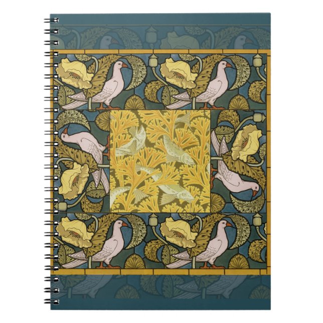 Caderno Espiral Nouveau De Peixe Amarelo Azul-Pombo (Frente)