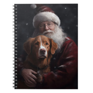 Caderno Espiral Nova Escócia Duck Toller Com Papai Noel Festivo