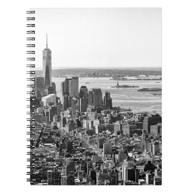 Caderno Espiral Nova Iorque Branco preto - Skyline (Frente)