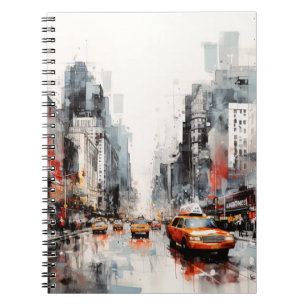 Caderno Espiral Nova Iorque, paisagem pintada.