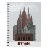 Nova York em Nuvens - Vermelho Escuro e Verde