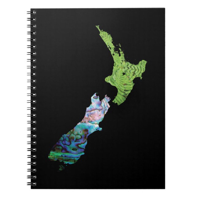 CADERNO ESPIRAL NOVA ZELÂNDIA MAP SIMPLES PAUA E FERNS (Frente)