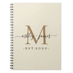 Caderno Espiral Novo Sr. Monograma Ano Dourado Ivory