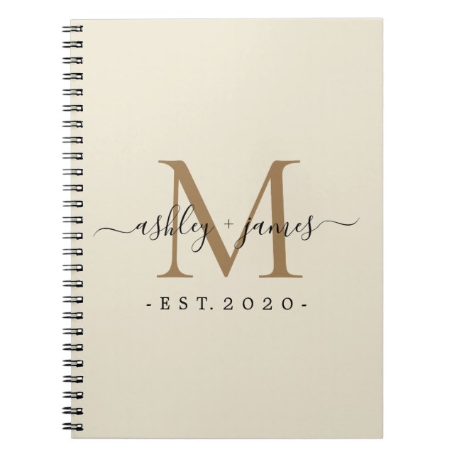 Caderno Espiral Novo Sr. Monograma Ano Dourado Ivory (Frente)