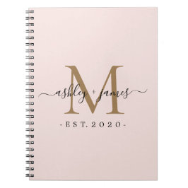 Caderno Espiral Novo Sr. Monograma Ano Dourado Rosa