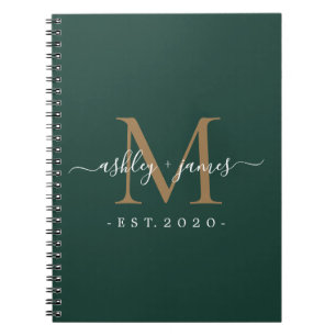 Caderno Espiral Novo Sr. Monograma Ano Dourado Verde