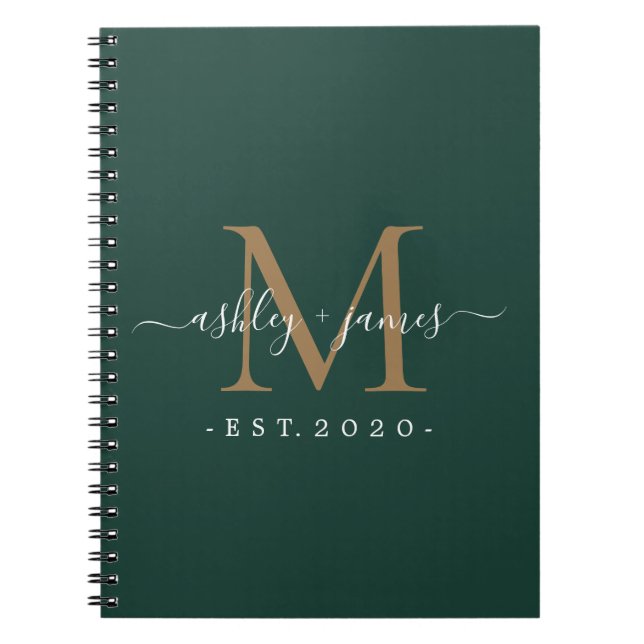 Caderno Espiral Novo Sr. Monograma Ano Dourado Verde (Frente)