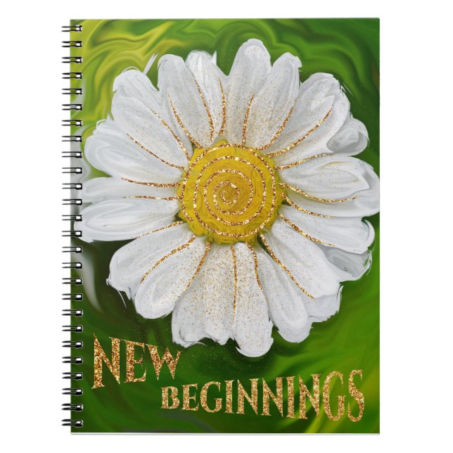 Caderno Espiral Novos começos - Poder das flores margaridas (Frente)