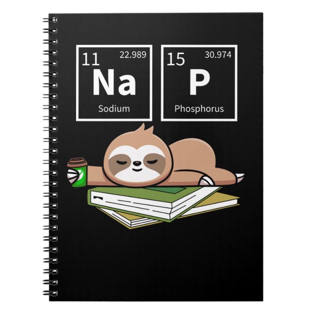 Caderno Espiral Noz De Café Dormindo Química Com Noz Preguiçoso (Frente)