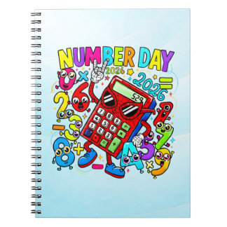Caderno Espiral Number Day Maths Notebook | Fun Colourful Numbers