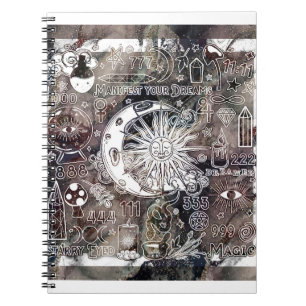 Caderno Espiral Numerologia Sortuda Manifesta Galáxia Mágica Grung