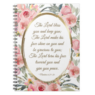 Caderno Espiral Números 6:24-26 O Senhor Abençoa Você Rosa Floral 