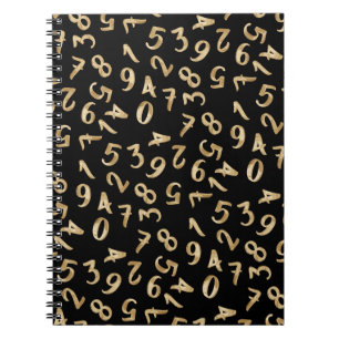 Caderno Espiral Números Dourados Negros Contador de Chic Padrão