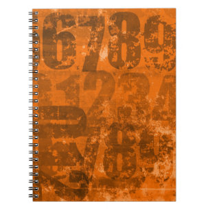 Caderno Espiral Números grandes na textura do dourado laranja aca