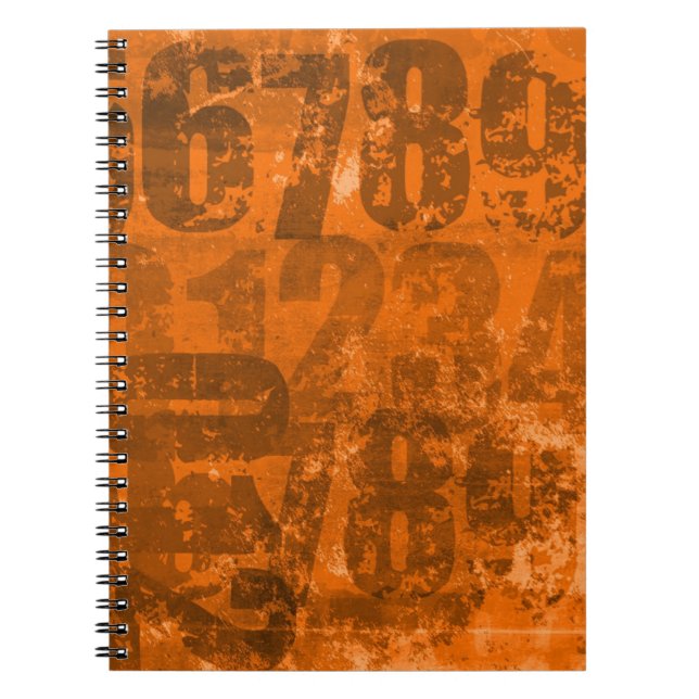 Caderno Espiral Números grandes na textura do dourado laranja acas (Frente)
