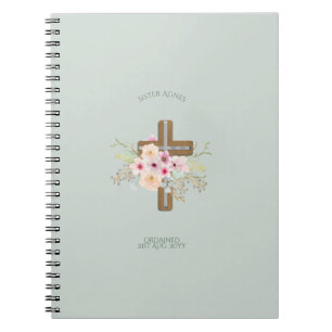 Caderno Espiral NUN - Ordenação ou Aniversário - Cruz Floral