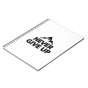 Caderno Espiral Nunca desista texto com pico de montanha