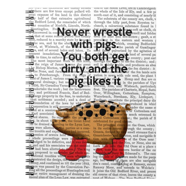 Caderno Espiral Nunca lutar com porcos (Frente)