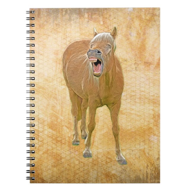 Caderno Espiral Nunca pare de rir! Pintura de cavalo engraçada (Frente)