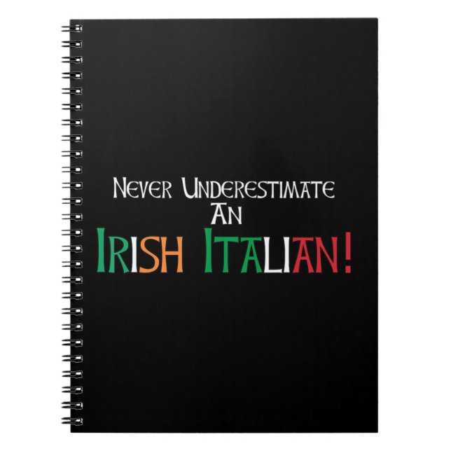 Caderno Espiral Nunca Subestimar Um Heritag Irlandês Italiano (Frente)