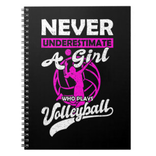 Caderno Espiral Nunca Subestime Uma Garota Que Joga Voleibol