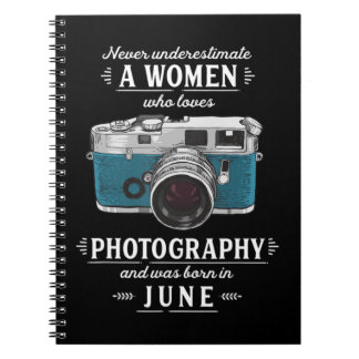 Caderno Espiral Nunca Subestime Uma Mulher Que Adora Fotografia