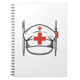 Caderno Espiral Nurse Cap with Red Cross and Medical Tools Design