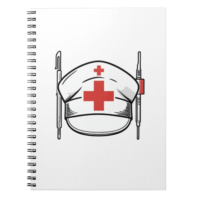 Caderno Espiral Nurse Cap with Red Cross and Medical Tools Design (Frente)