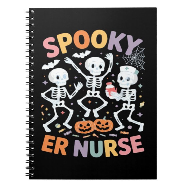 Caderno Espiral Nurse Nursing Cute Halloween Spooky Essential T-Sh (Frente)