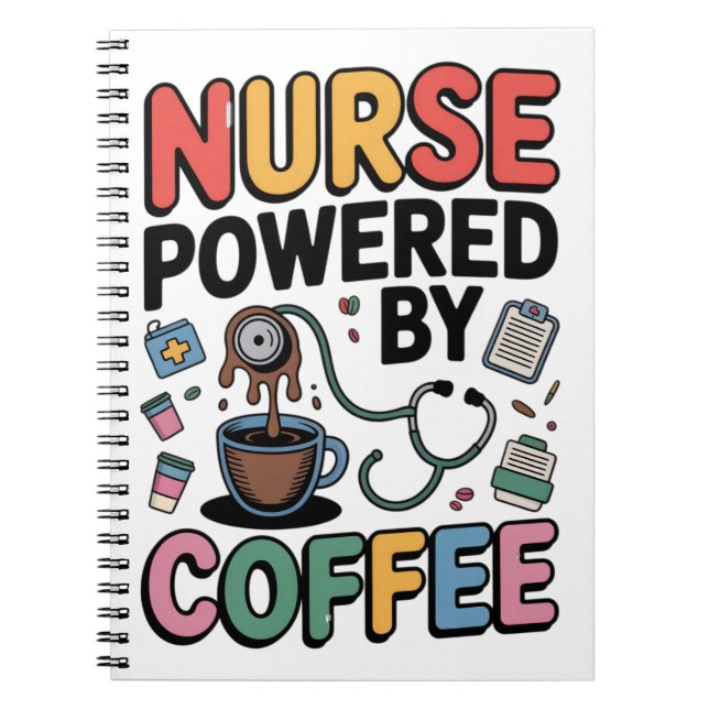 Caderno Espiral Nurse Powered by Coffee (Frente)