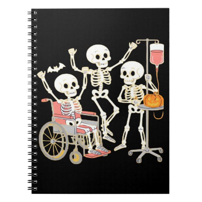 Caderno Espiral Nurse Skeleton Funny Halloween Healthcare Essentia (Frente)