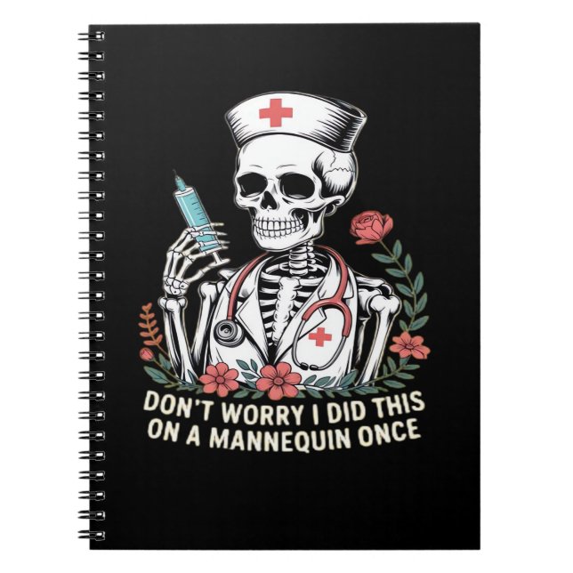 Caderno Espiral Nurse Skeleton Joke Humor Halloween Essential T-Sh (Frente)