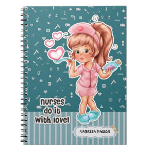 Caderno Espiral Nurses do it with Love. Nurse Appreciation Gift
