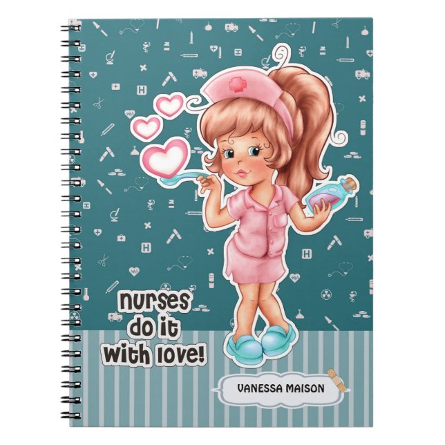 Caderno Espiral Nurses do it with Love. Nurse Appreciation Gift (Frente)