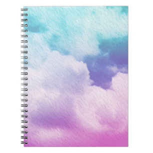 Caderno Espiral nuvem suave fantástica com cor pastel gradiente e