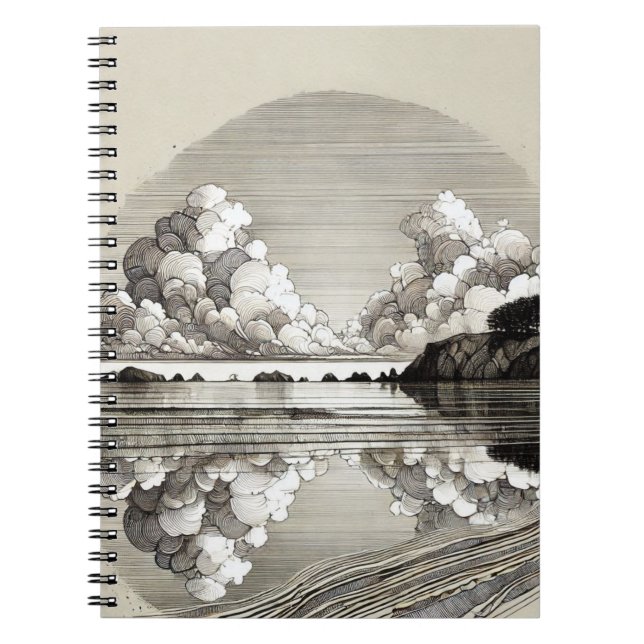 Caderno Espiral Nuvens abstrato | Diário para notebook (Frente)