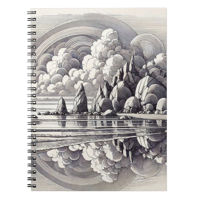 Caderno Espiral Nuvens abstrato | Diário para notebook (Frente)