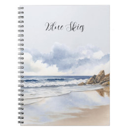 Caderno Espiral Nuvens de Areia de Praia Céus Azuis