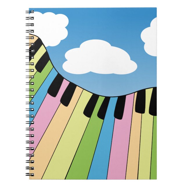 Caderno Espiral Nuvens de Céu de Instrumento Musical de Piano (Frente)