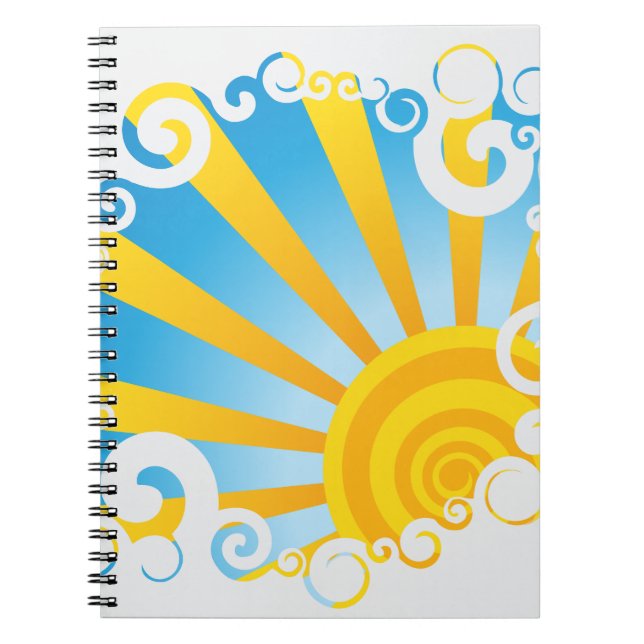 Caderno Espiral Nuvens Giratórias Sobre Explosão de Sol (Frente)