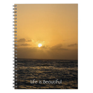 Caderno Espiral Nuvens Sol Oceano Pôr do Sol Kauai (minha fotograf