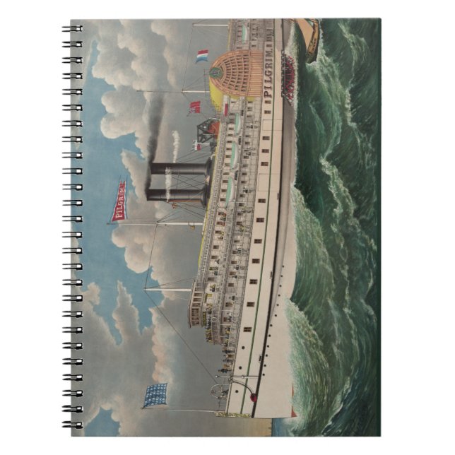Caderno Espiral NY Voyage Grand PaddleWheel Steamboat O Peregrino (Frente)