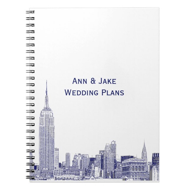 Caderno Espiral NYC Skyline Etch 01 Azul (Frente)