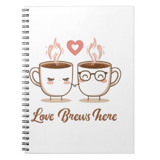 Caderno Espiral O Amor Breve Aqui - Casal Romântico De Café