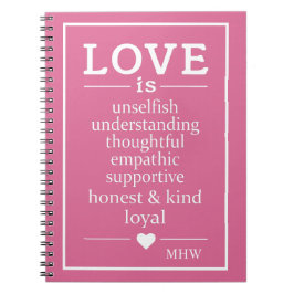 Caderno Espiral O Amor é ... monograma personalizado e notebook co