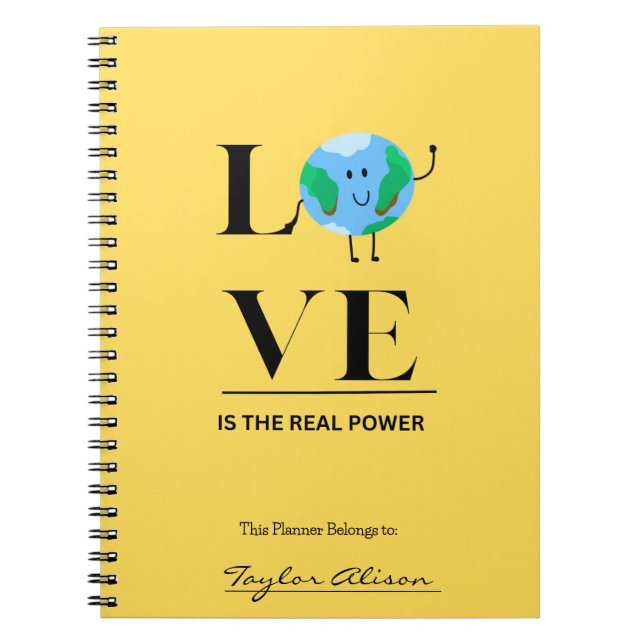 CADERNO ESPIRAL O AMOR É O REAL PLANEJADOR DE ENERGIA (Frente)